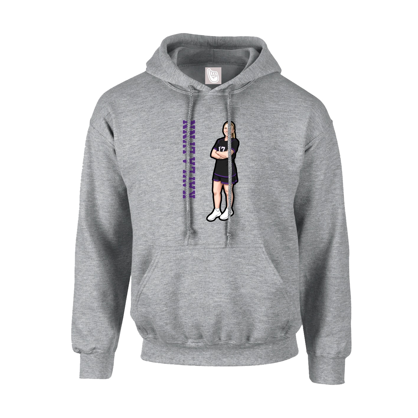 Youth Hoodie — Name Vertical in Grey