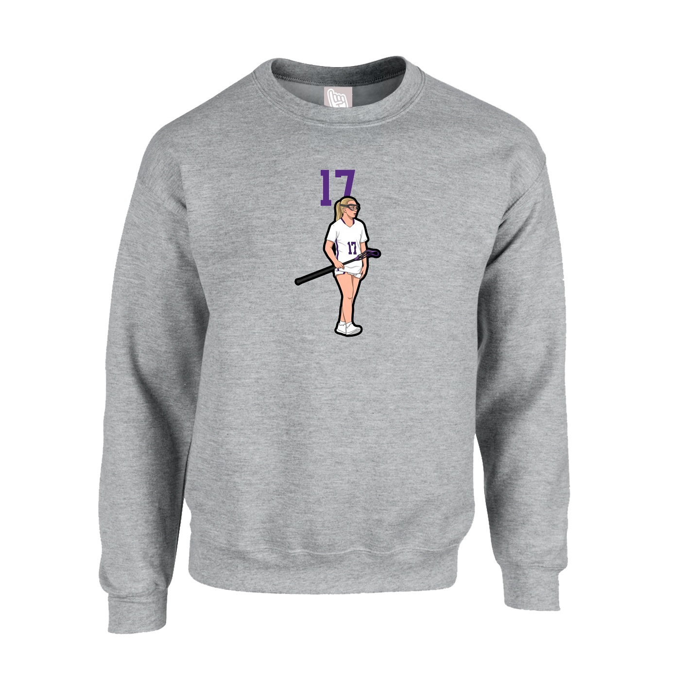 Fleece Crew — Number Top in Grey