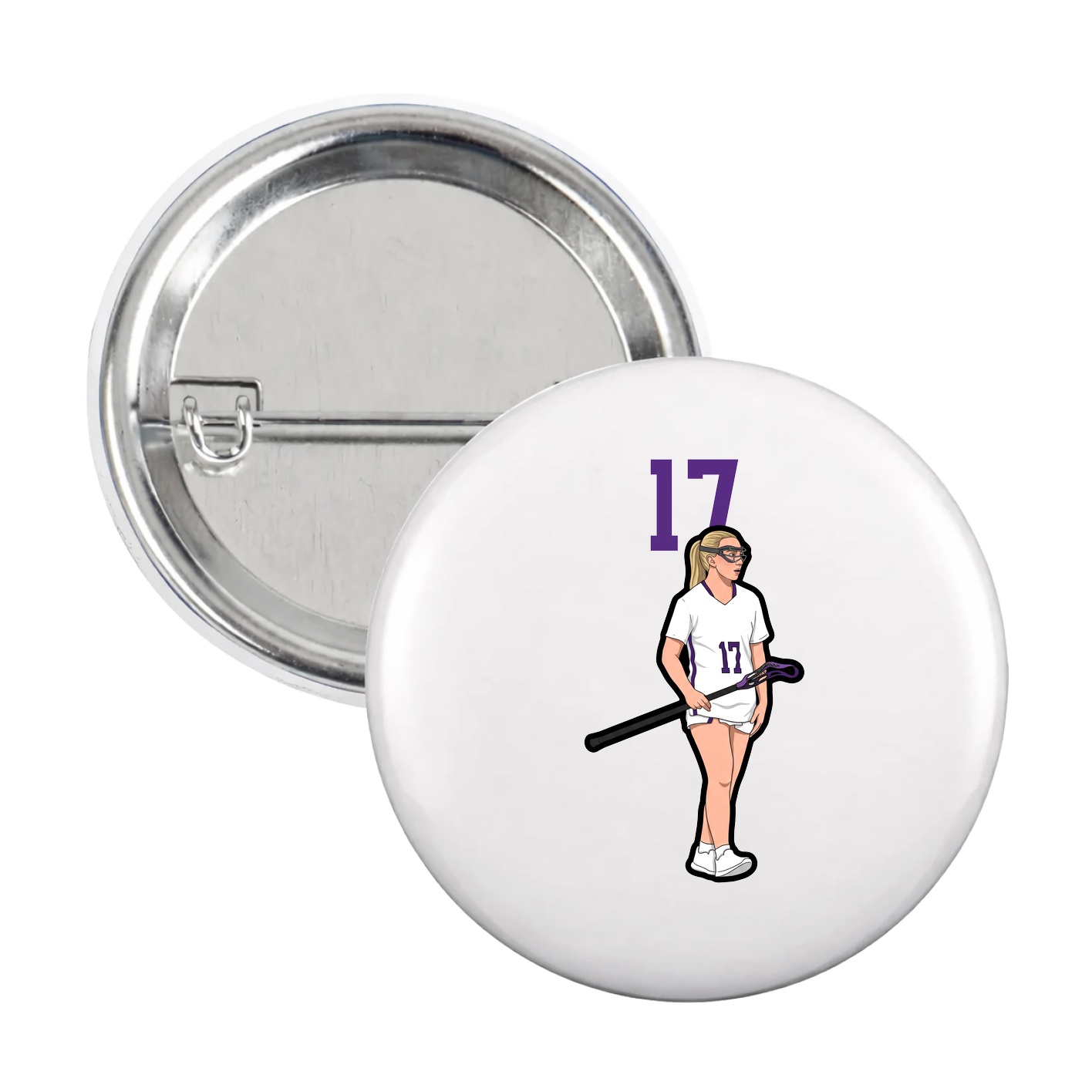 Game Day Button — Number Top in White