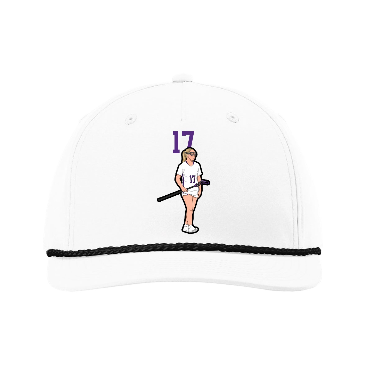 Five-Panel Classic Rope Cap — Number Top in White