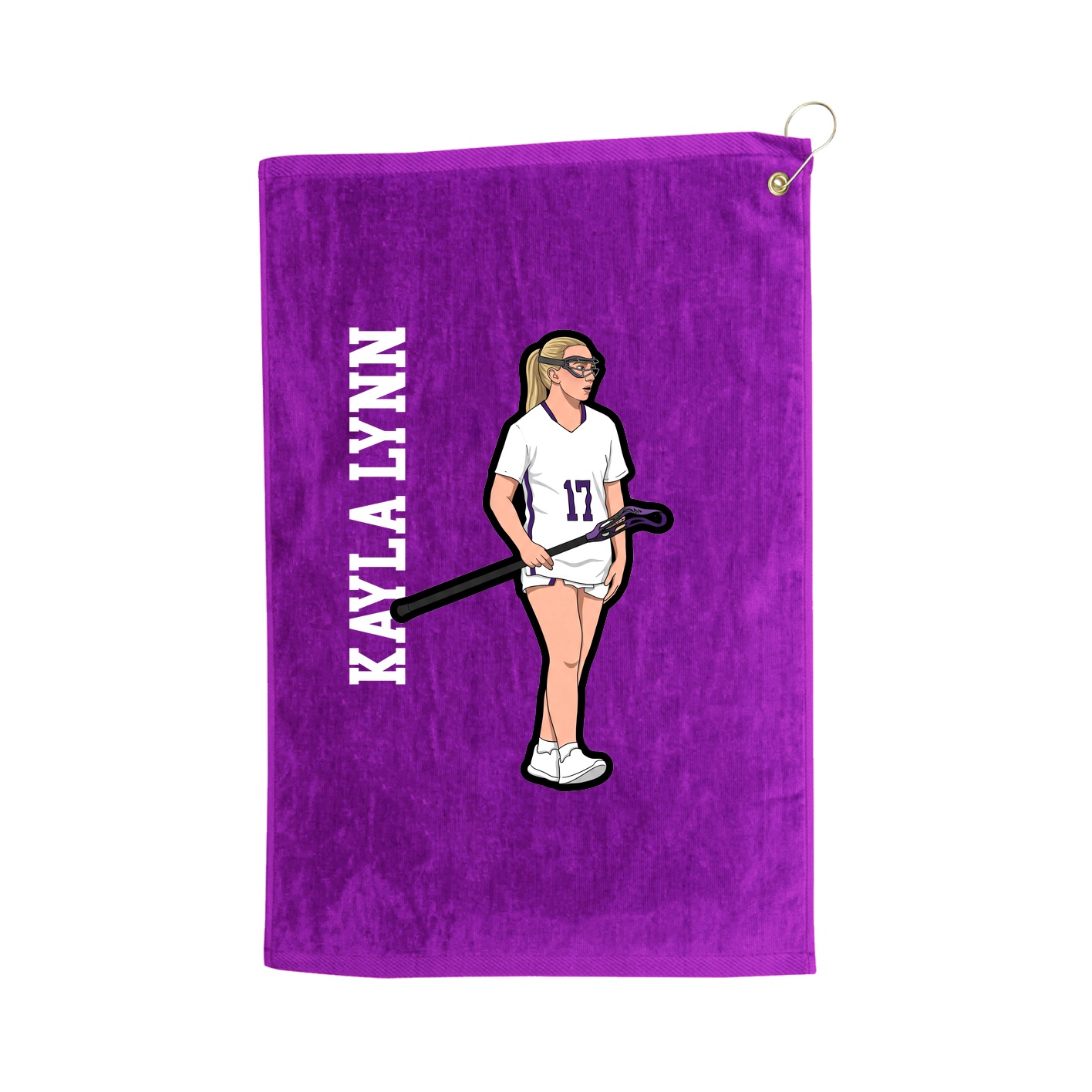 Golf Towel — Name Vertical in Purple