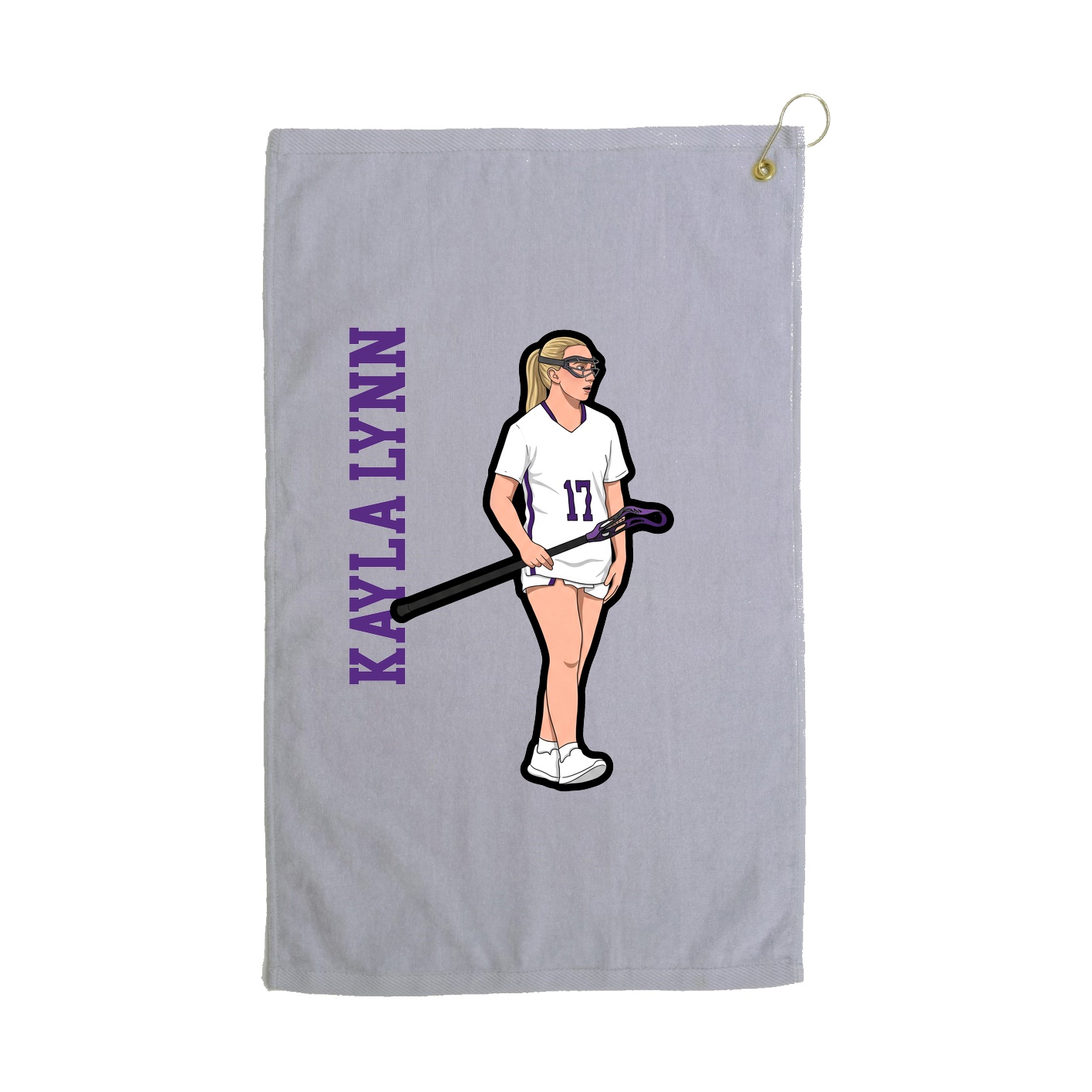 Golf Towel — Name Vertical in Grey