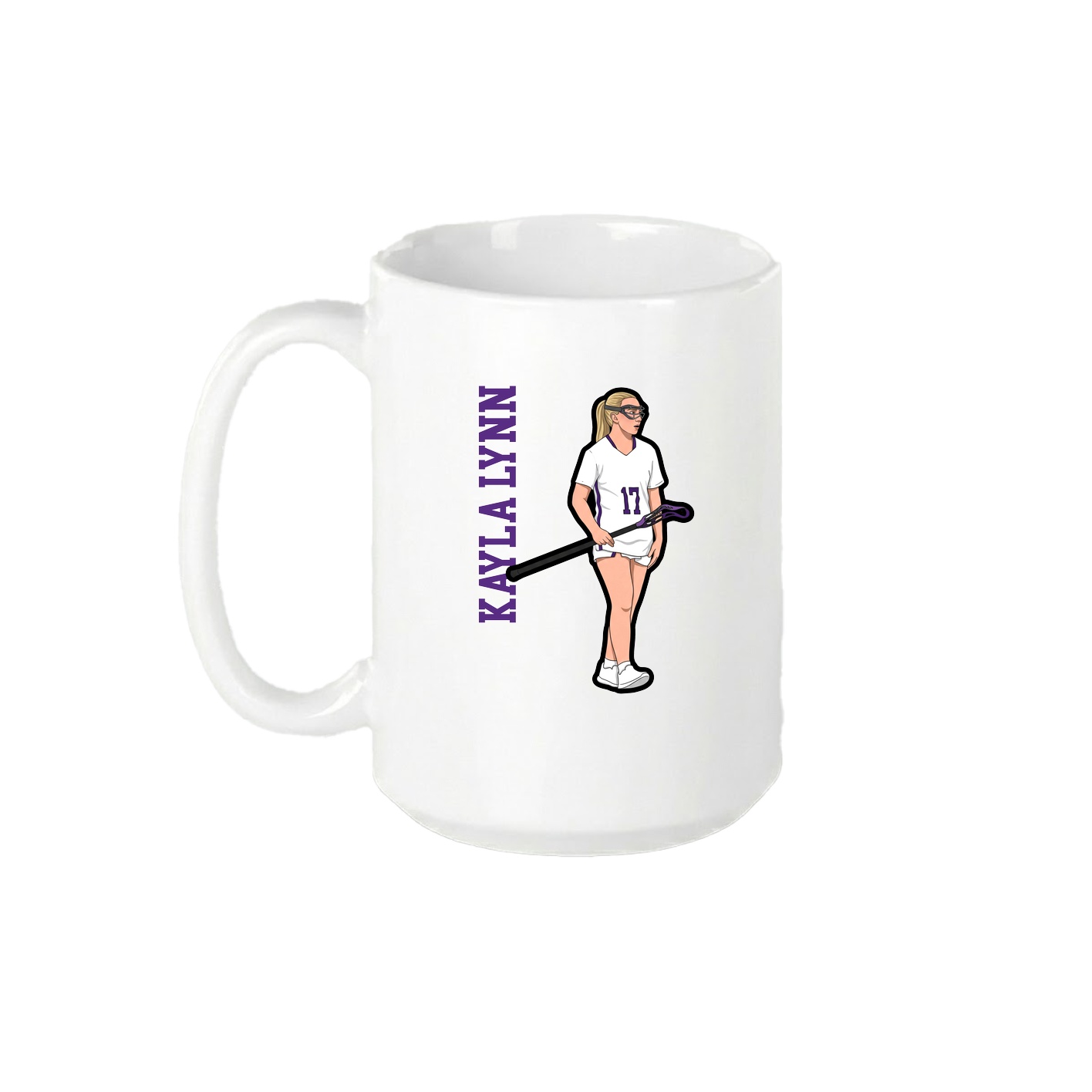 15oz Coffee Mug — Name Vertical in White