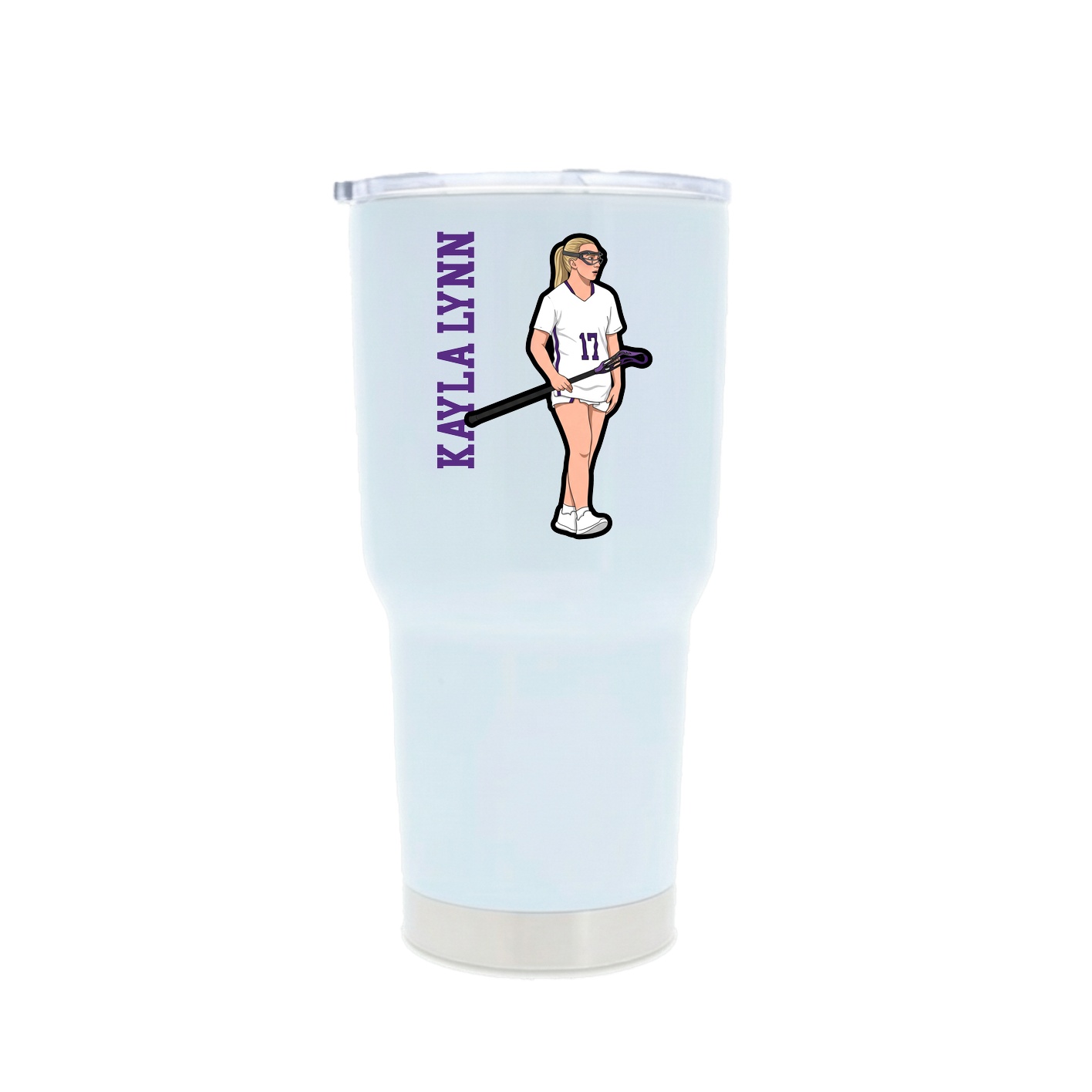 30oz Stainless Steel Tumbler — Name Vertical in White