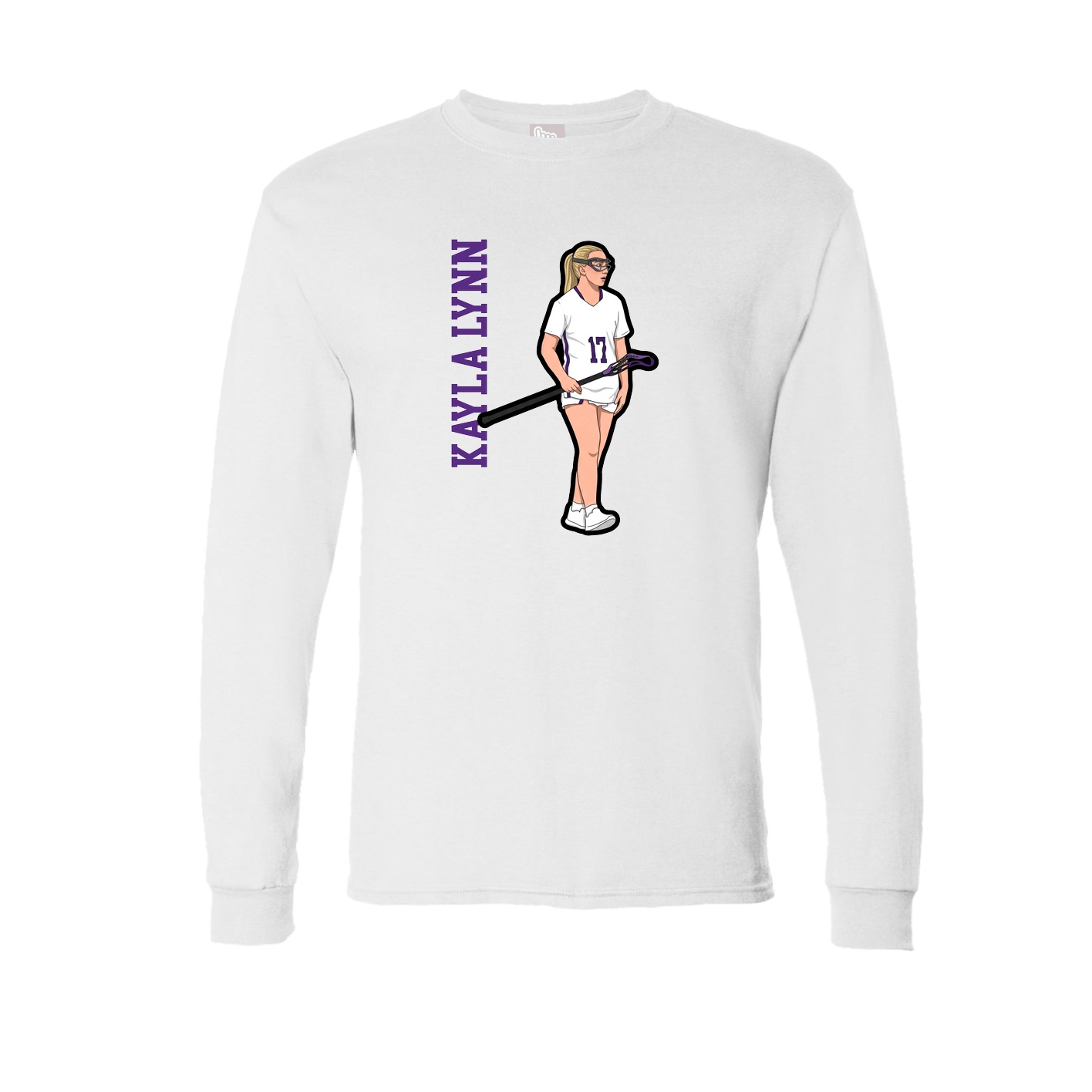 Long Sleeve Tee — Name Vertical in White