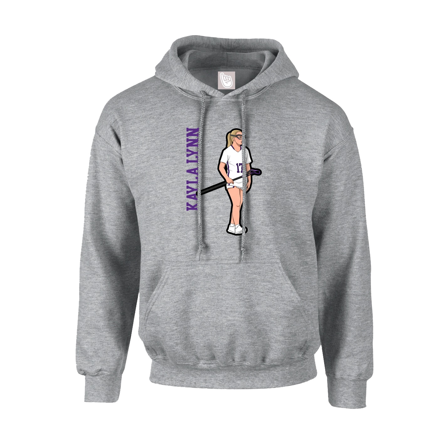Youth Hoodie — Name Vertical in Grey