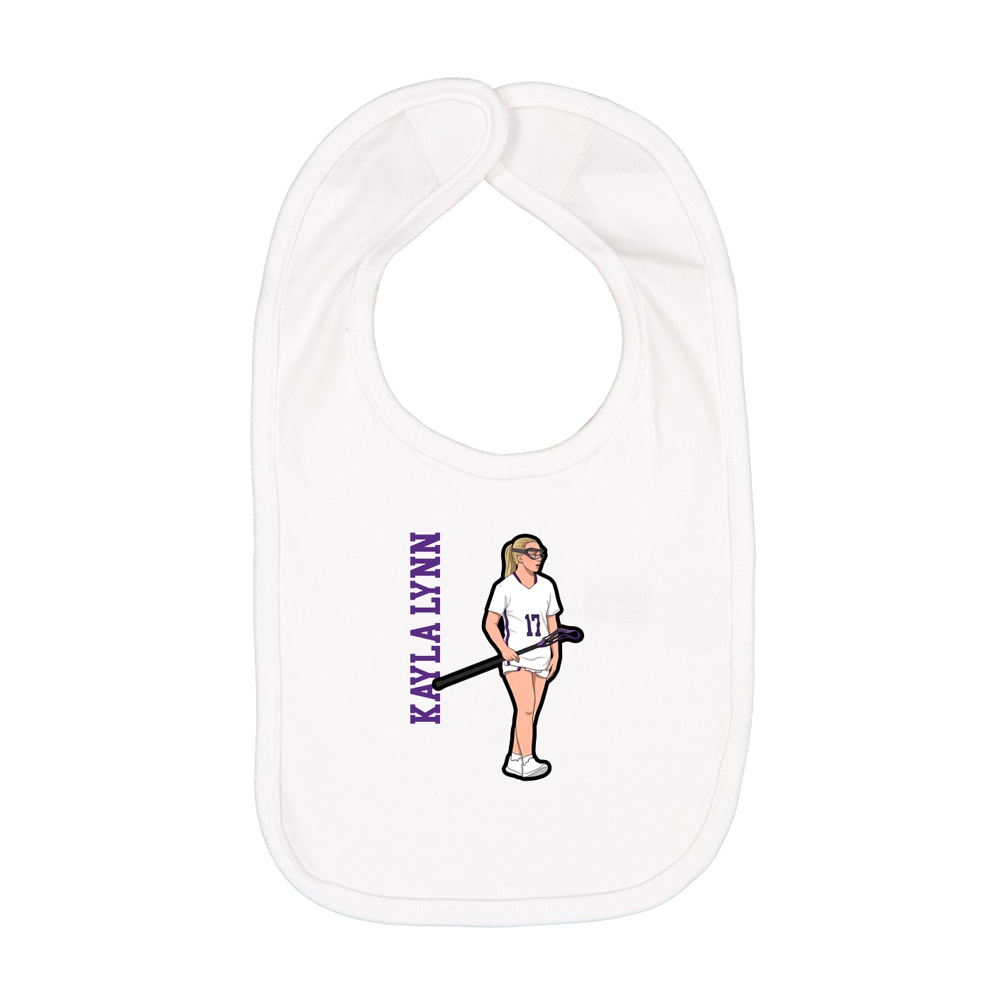 Infant Bib — Name Vertical in White