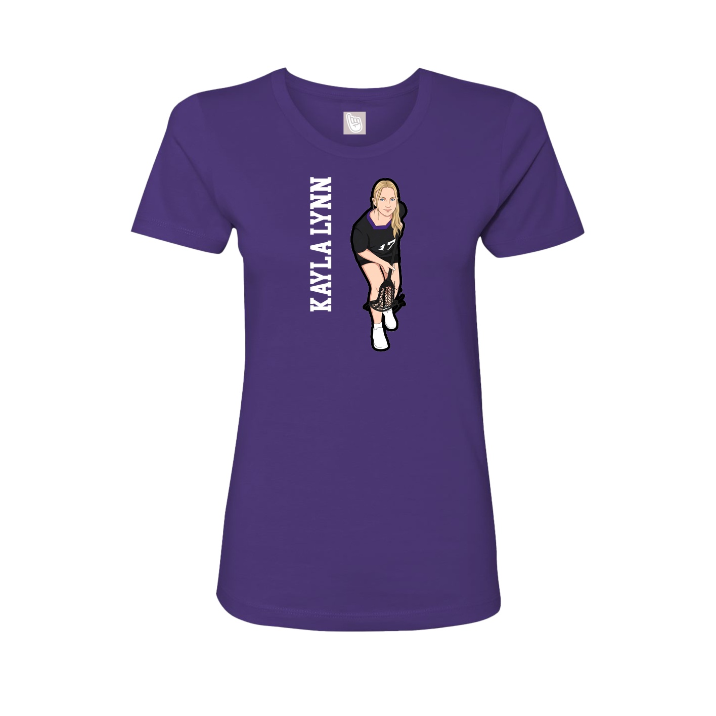Womens Tee — Name Vertical in Purple