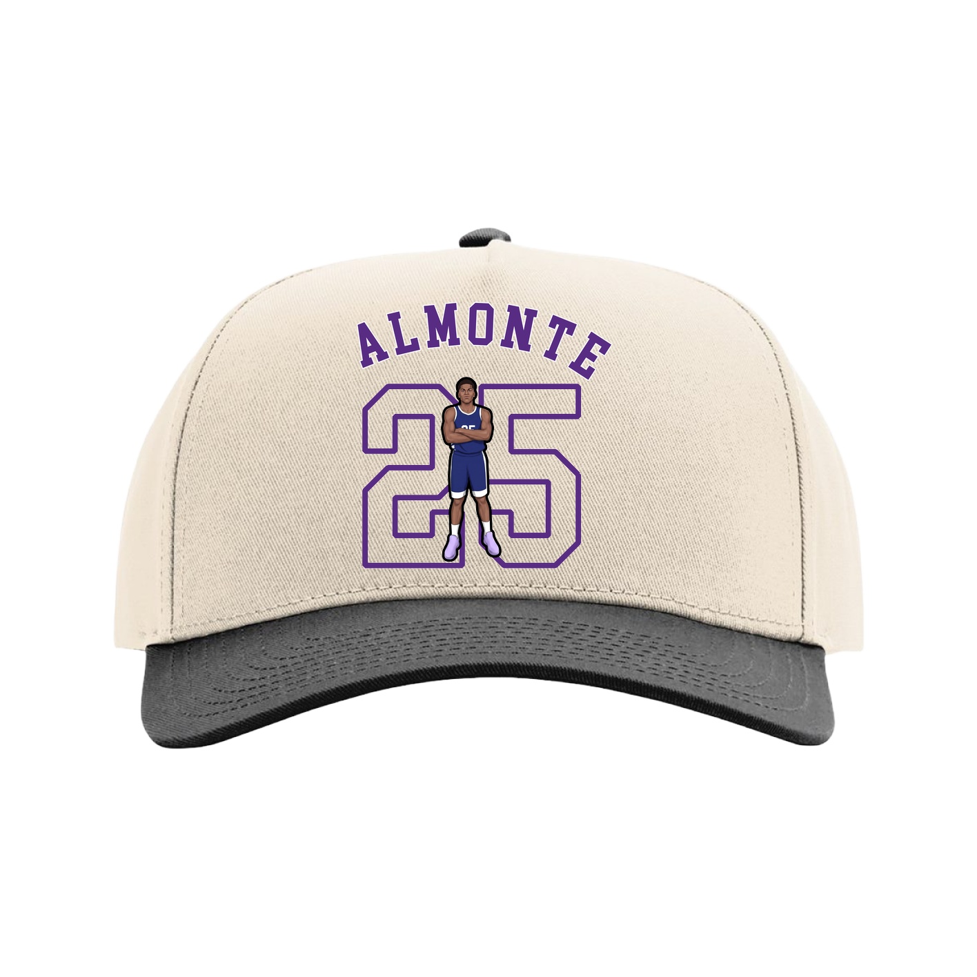 Full Fabric Five-Panel Champ Cap — Shirsey Arch in Cream/Black