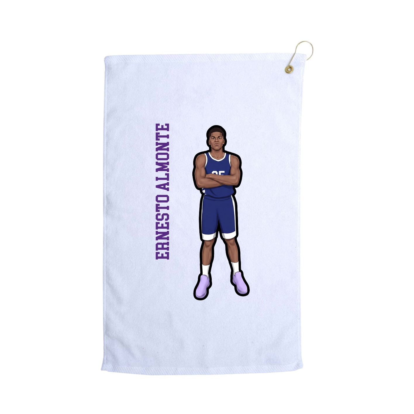Golf Towel — Name Vertical in White