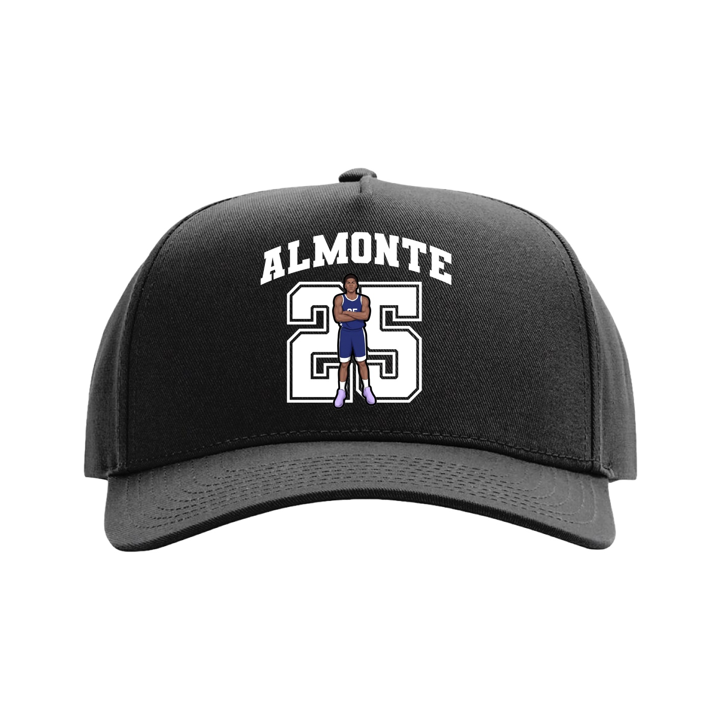 Full Fabric Five-Panel Champ Cap — Number in Black