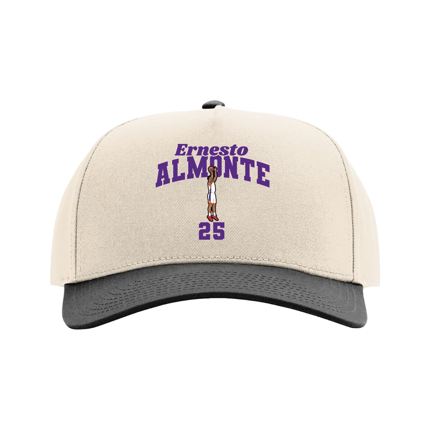 Full Fabric Five-Panel Champ Cap — Signature Arch in Cream/Black