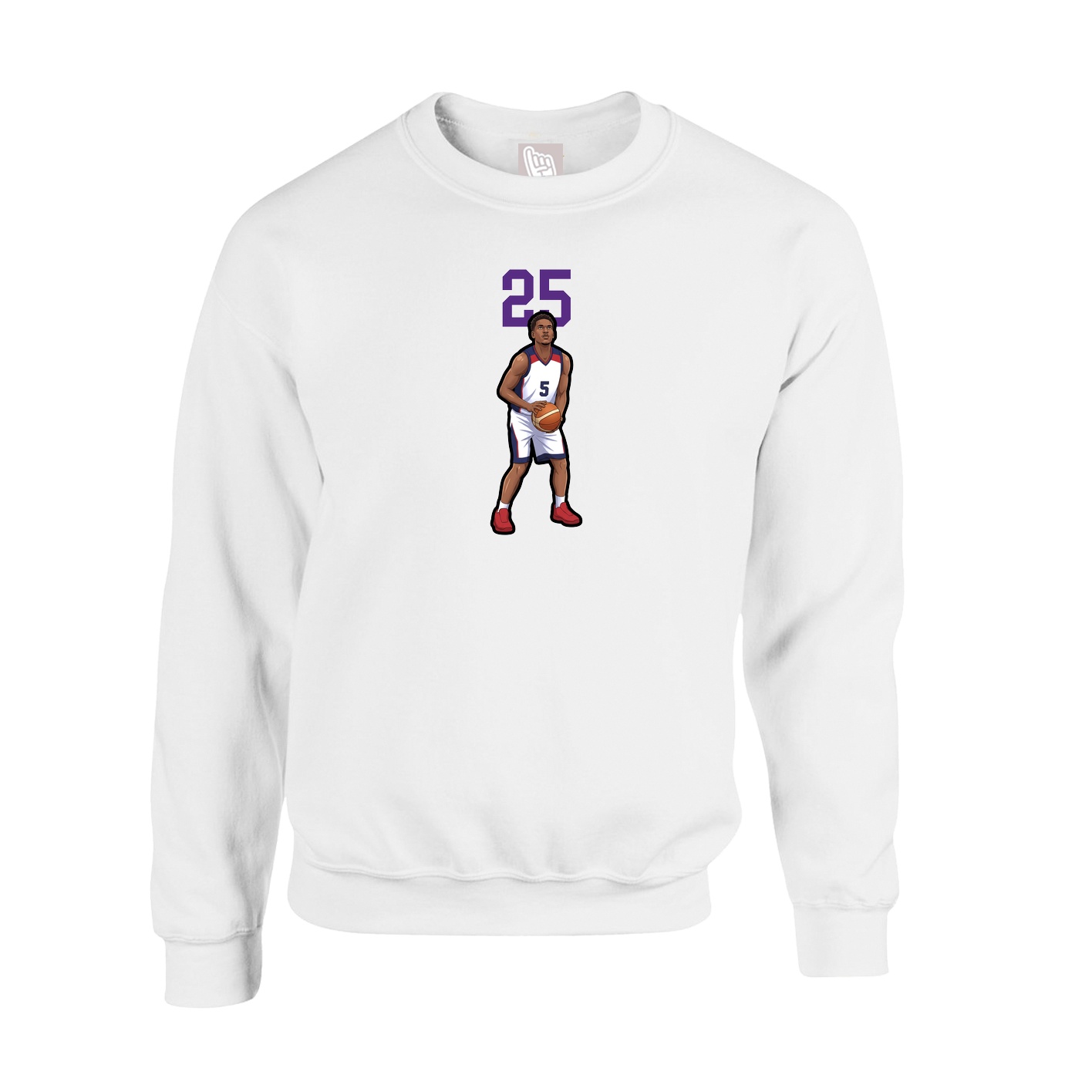 Fleece Crew — Number Top in White