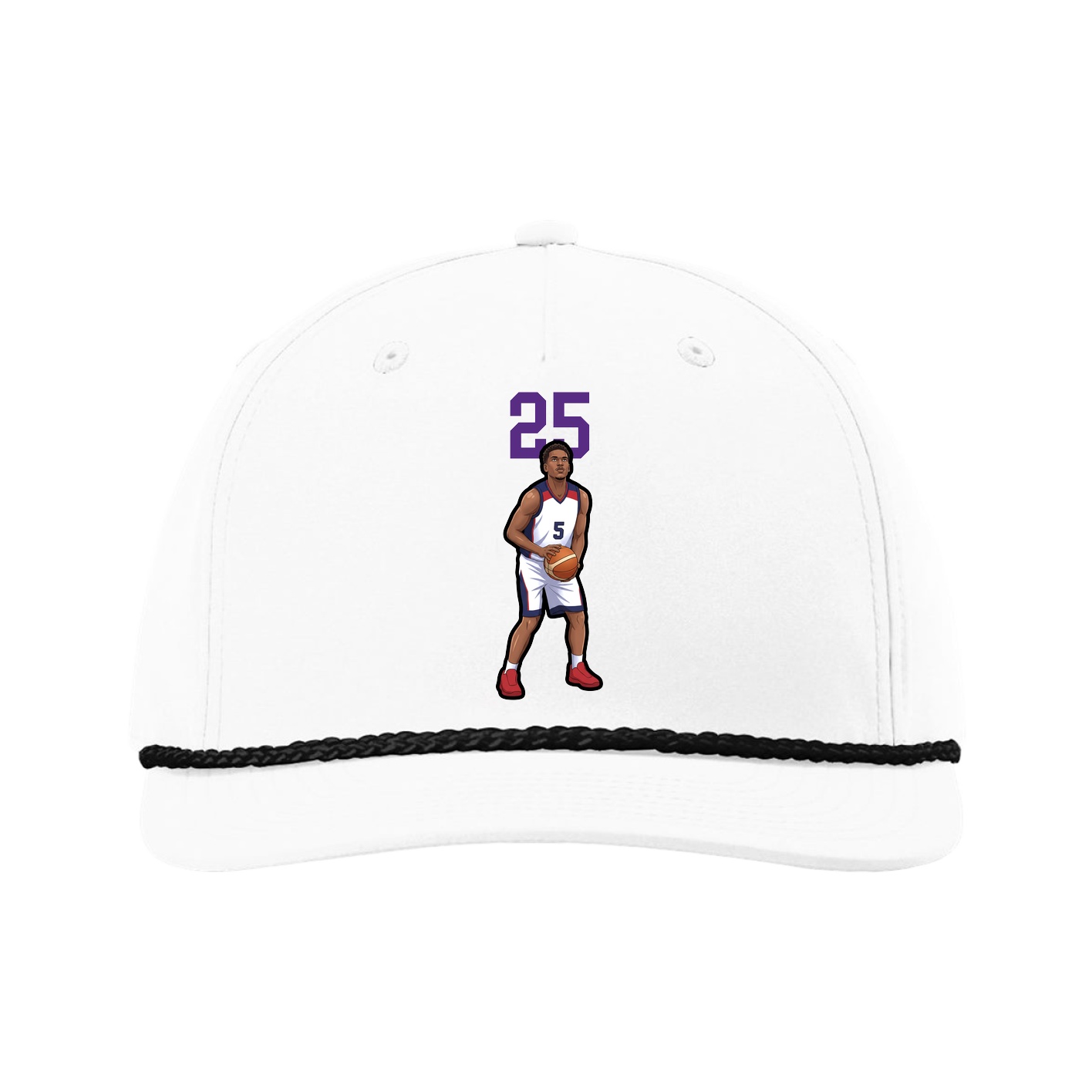 Five-Panel Classic Rope Cap — Number Top in White