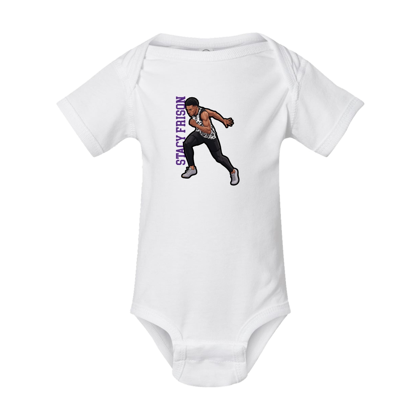 Baby Onesie — Name Vertical in White