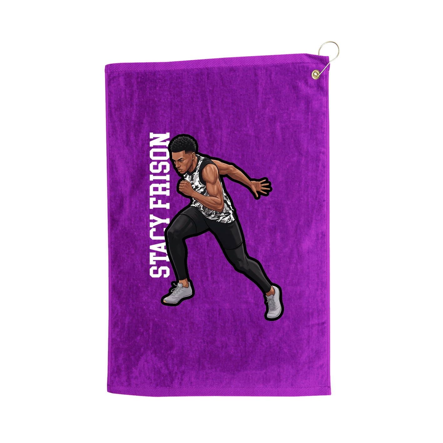Golf Towel — Name Vertical in Purple