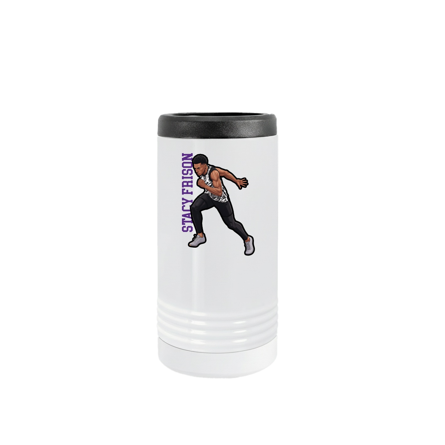 Slim Beverage Holder — Name Vertical in White