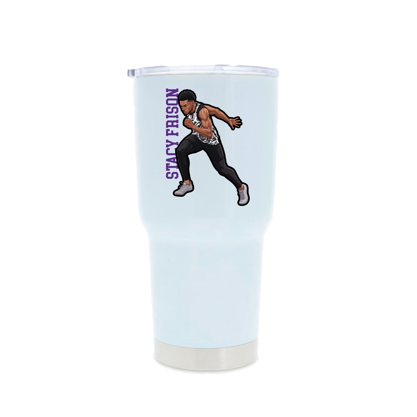 30oz Stainless Steel Tumbler — Name Vertical in White