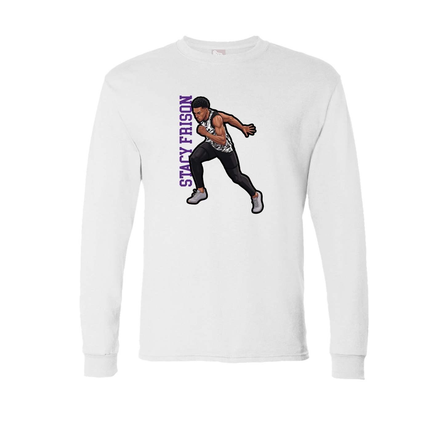 Long Sleeve Tee — Name Vertical in White