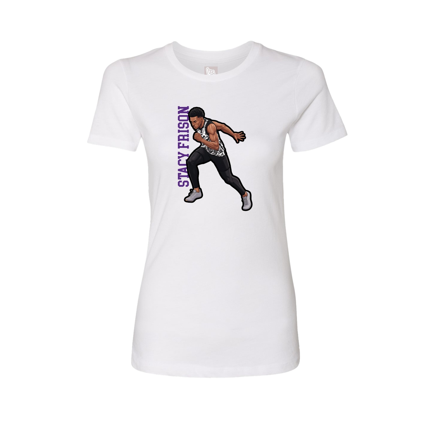 Fitted Women's Tee — Name Vertical in White
