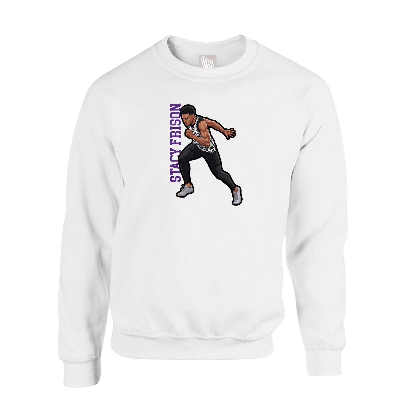 Fleece Crew — Name Vertical in White