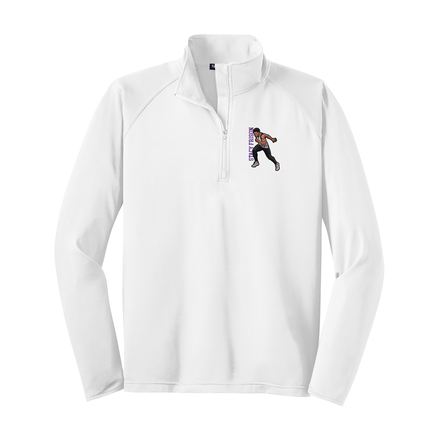 Q-Zip Pullover — Name Vertical in White