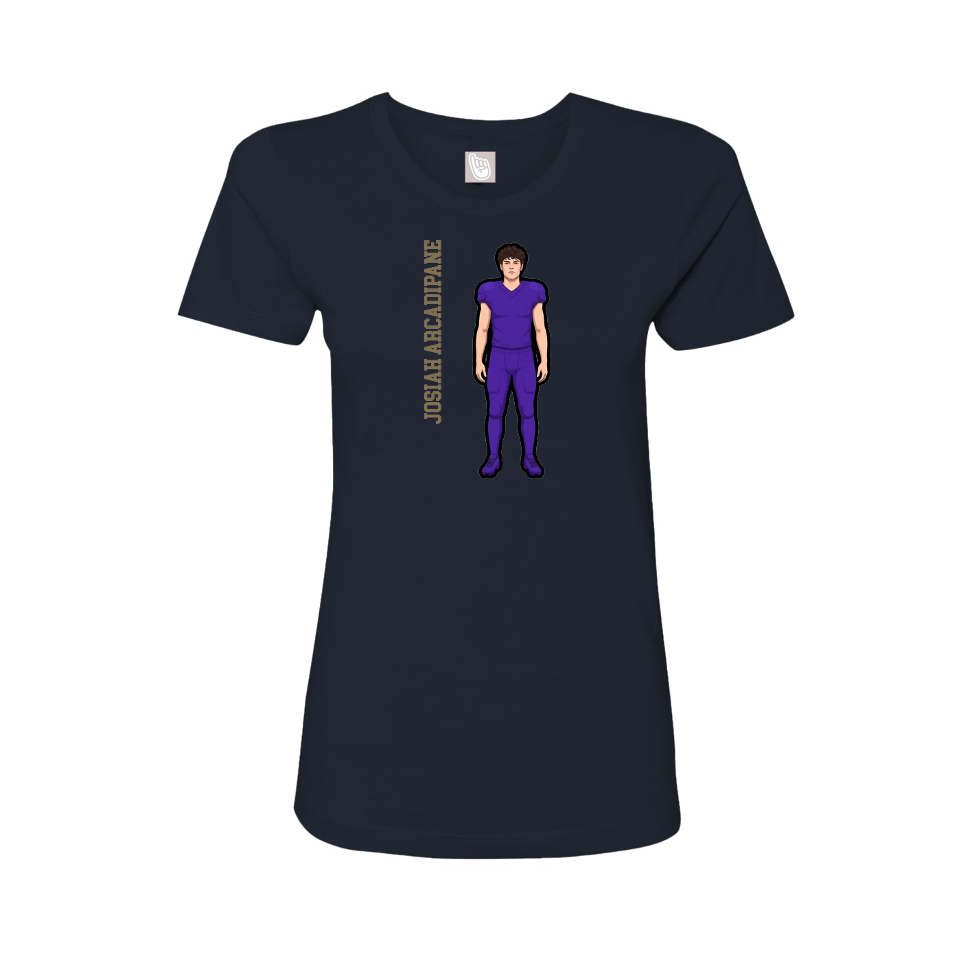 Fitted Women's Tee — Name Vertical in Navy