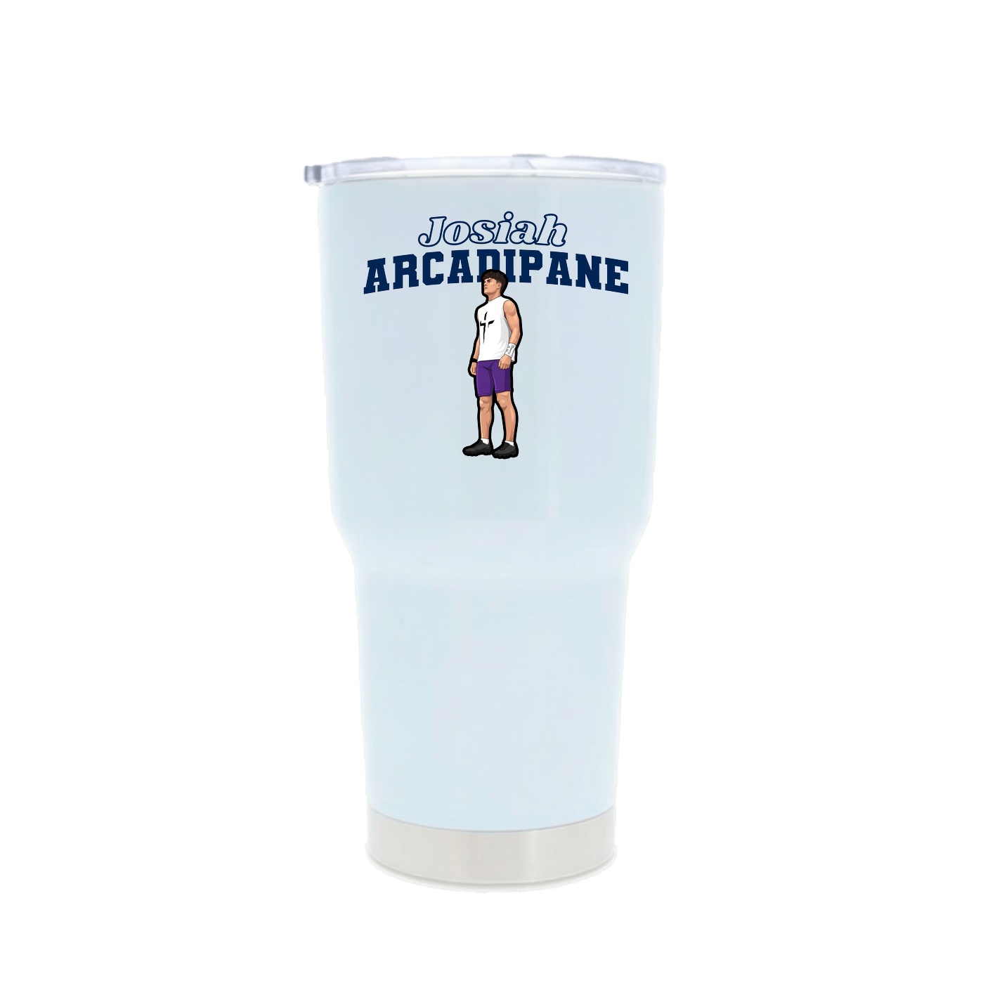 30oz Stainless Steel Tumbler — Name Arch in White