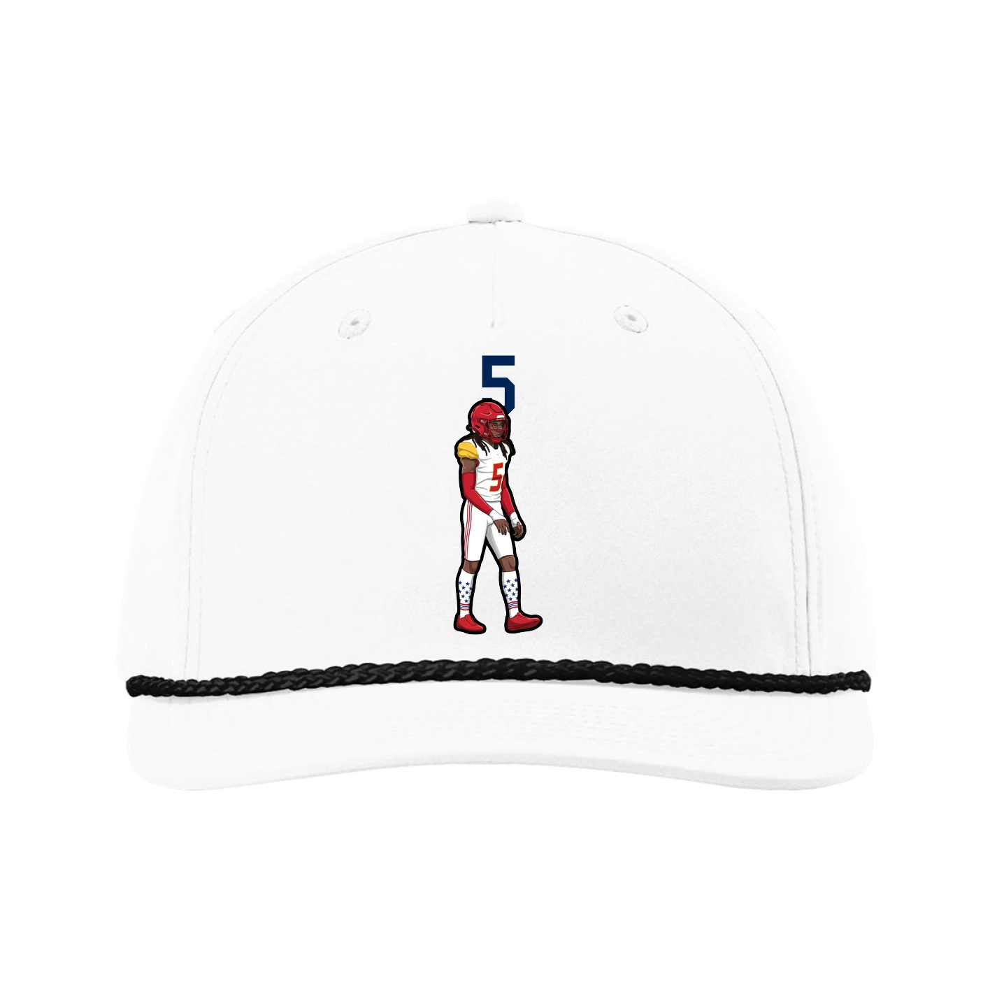 Five-Panel Classic Rope Cap — Number Top in White