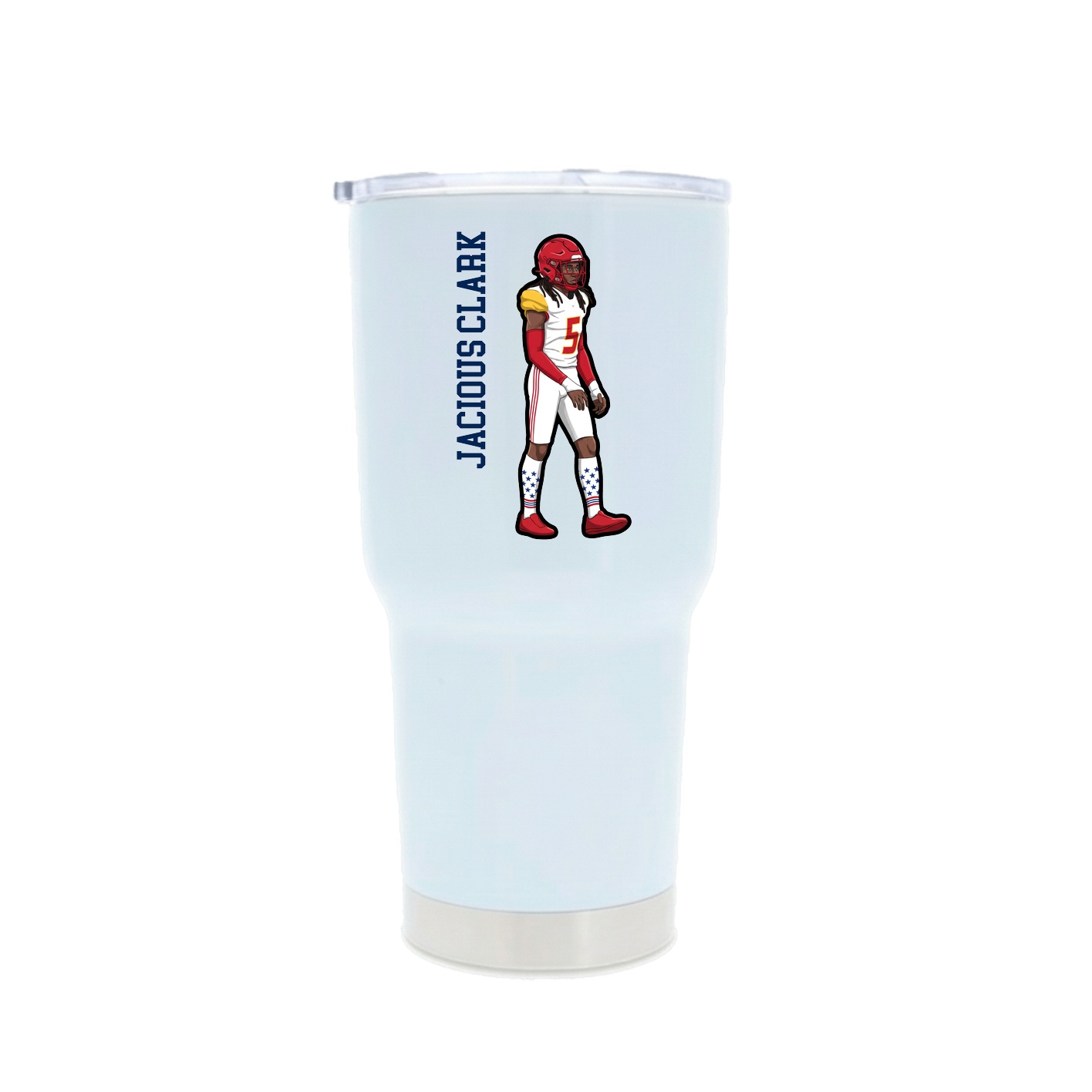 30oz Stainless Steel Tumbler — Name Vertical in White
