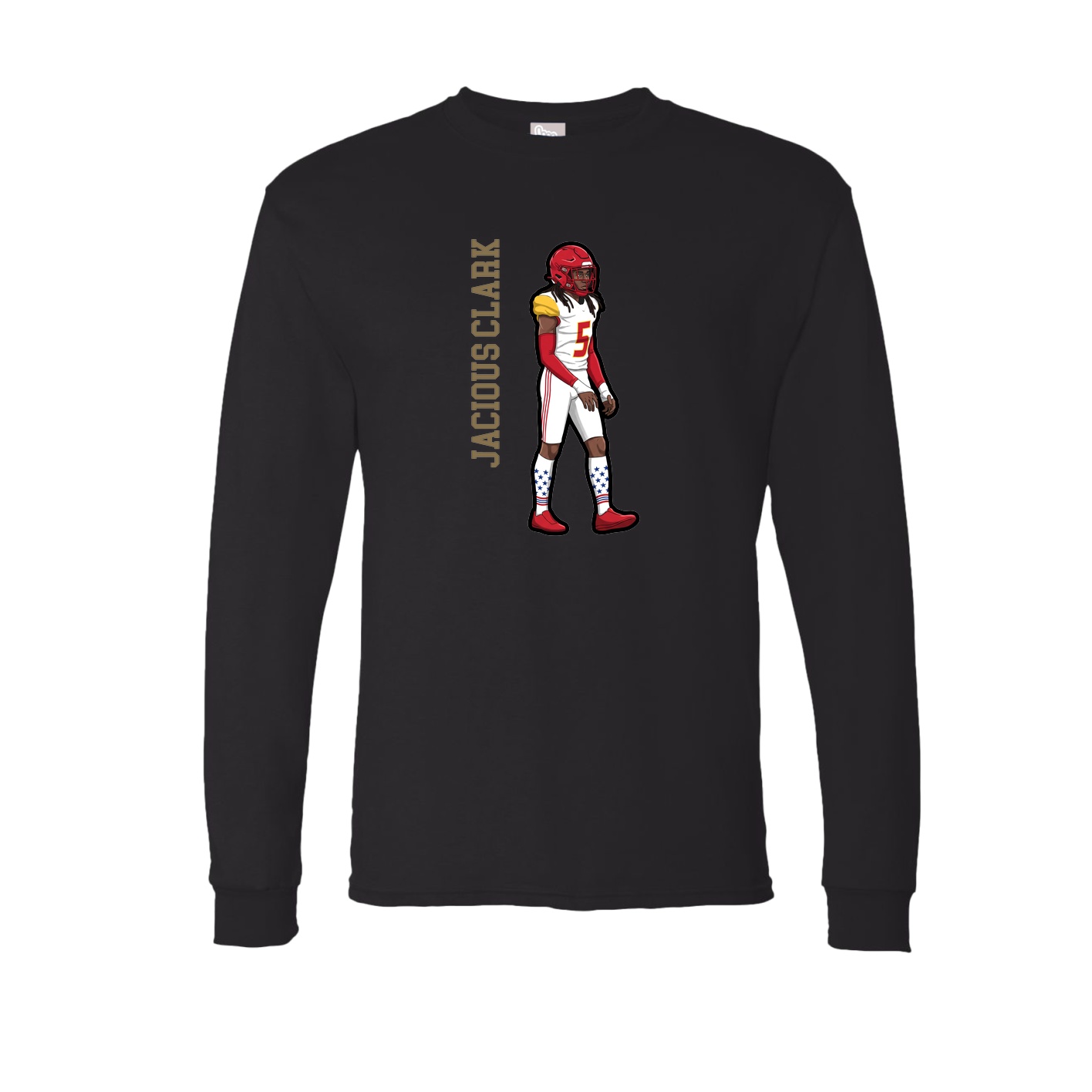 Long Sleeve Tee — Name Vertical in Black