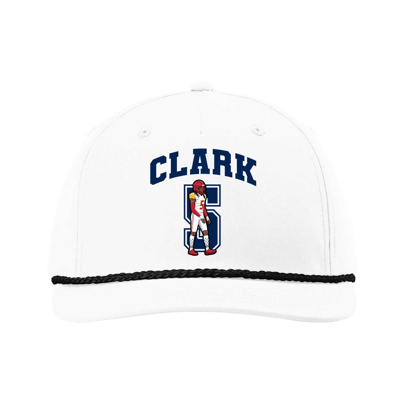 Five-Panel Classic Rope Cap — Number in White