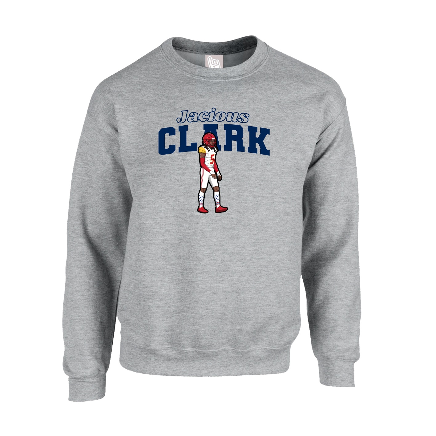 Fleece Crew — Name Arch in Grey
