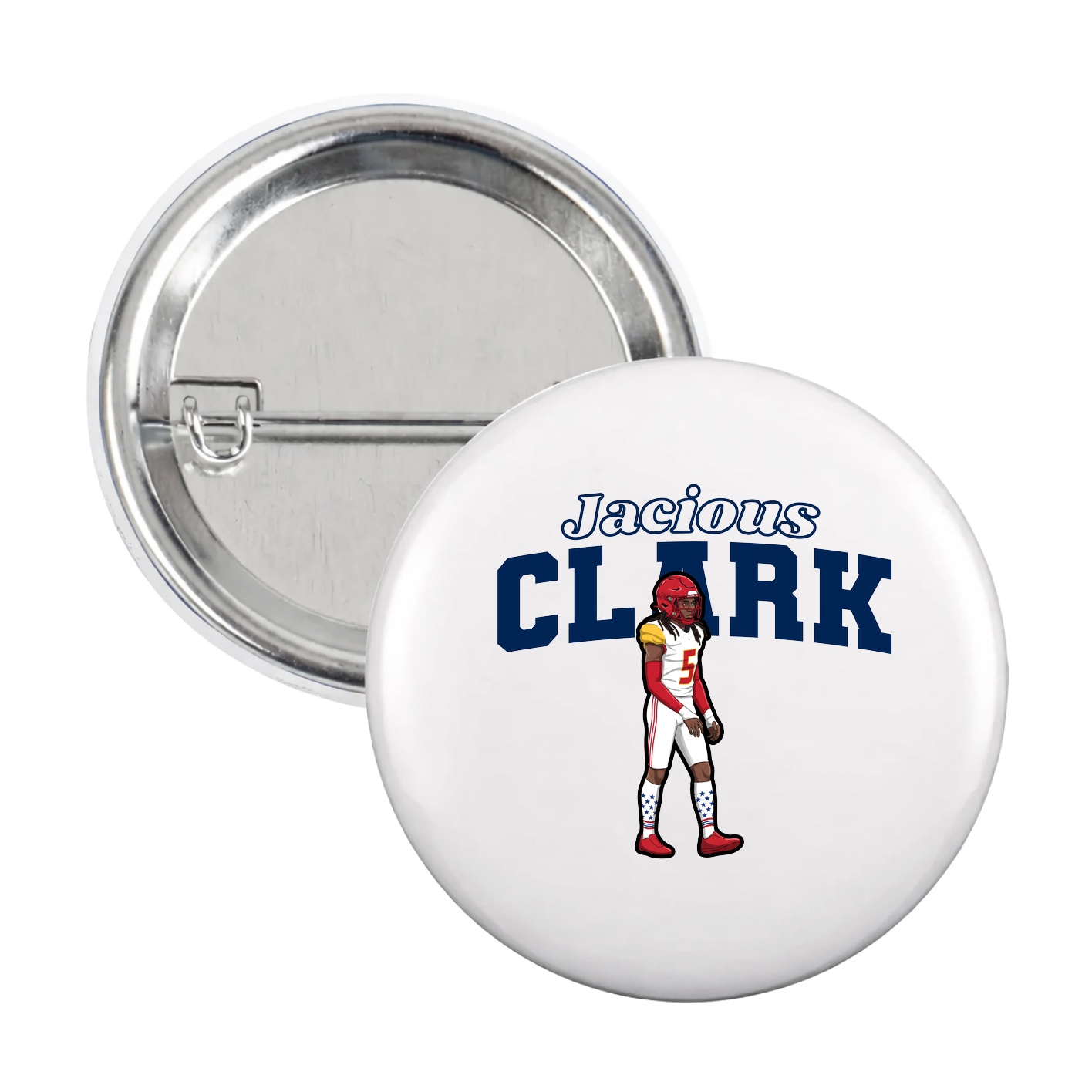 Game Day Button — Name Arch in White
