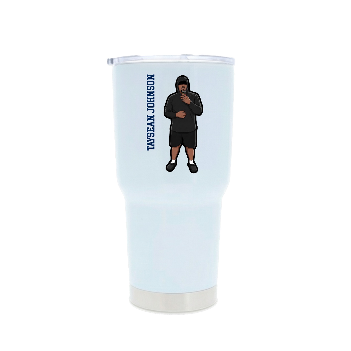 30oz Stainless Steel Tumbler — Name Vertical in White