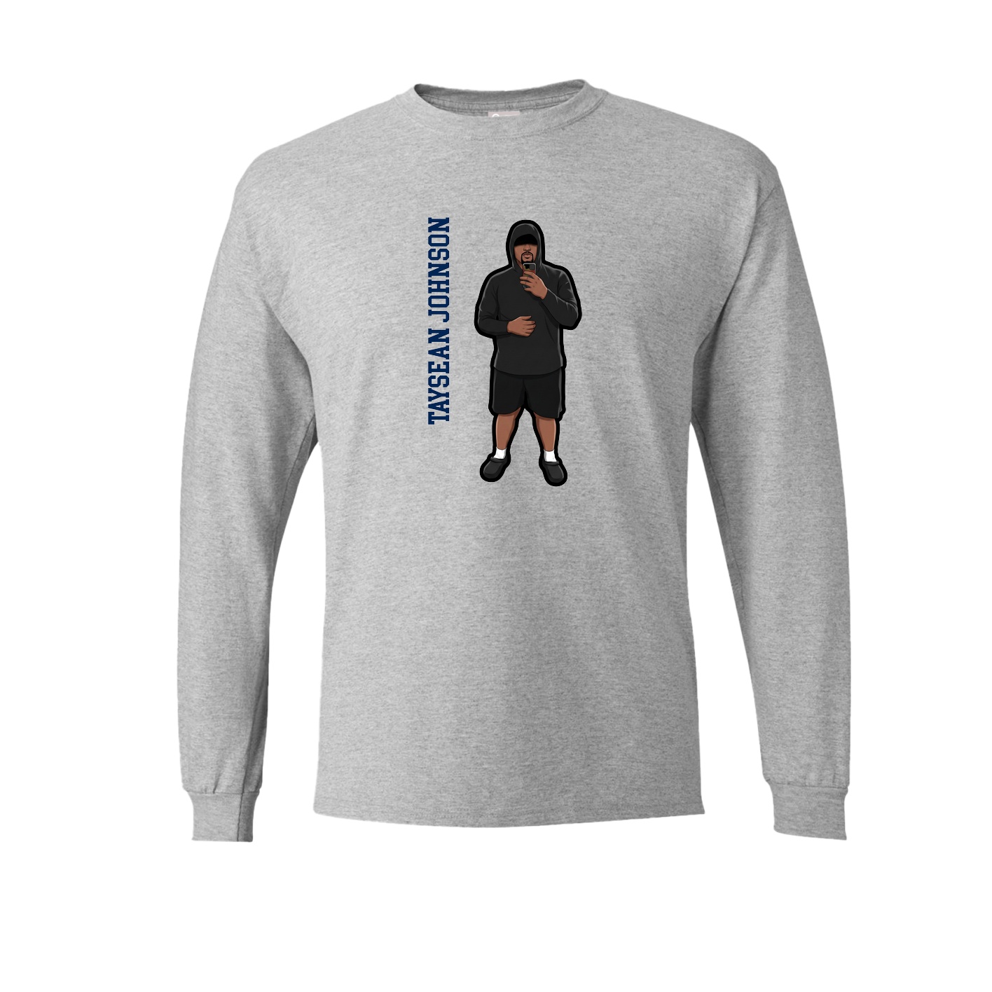 Long Sleeve Tee — Name Vertical in Grey