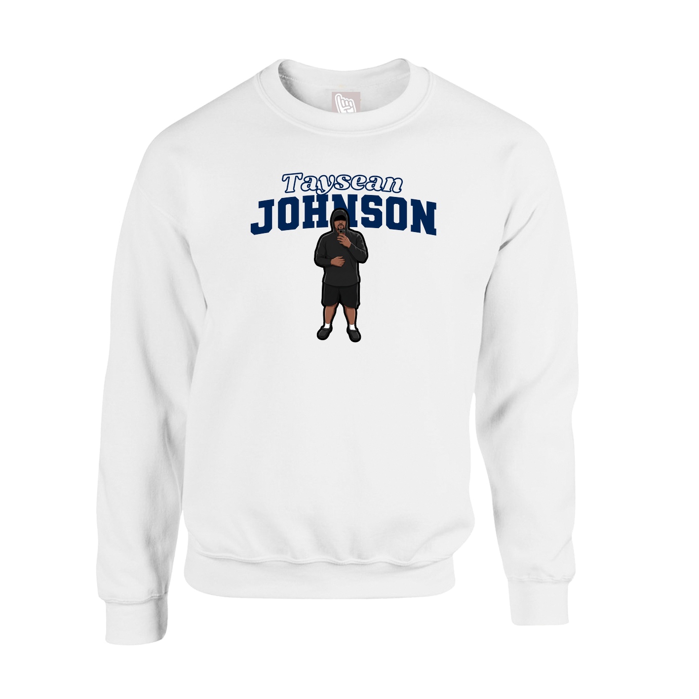 Fleece Crew — Name Arch in White