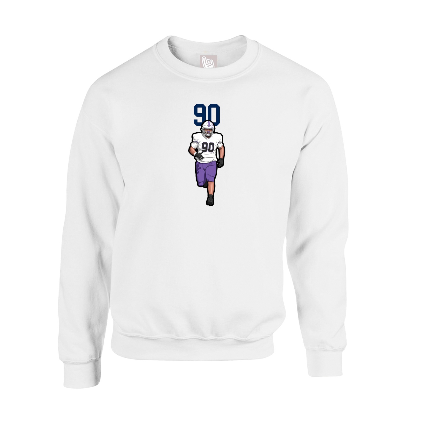 Fleece Crew — Number Top in White
