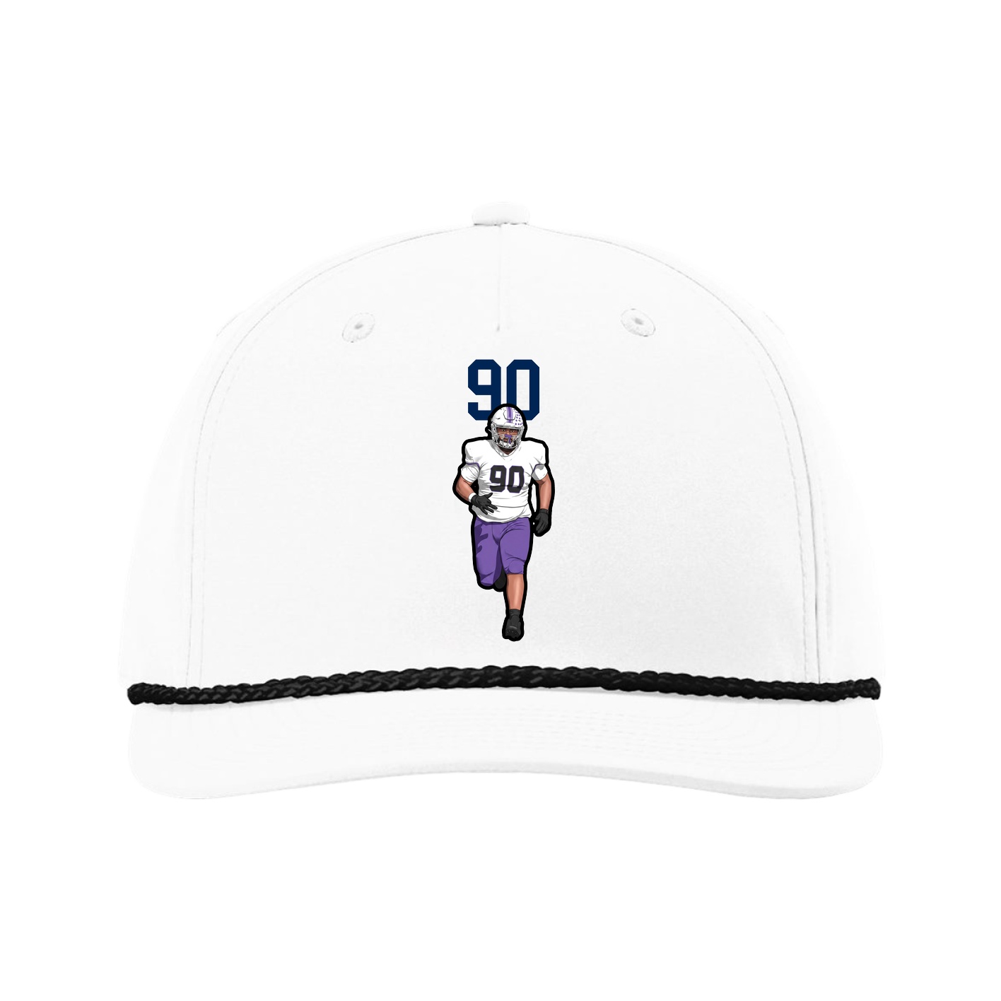 Five-Panel Classic Rope Cap — Number Top in White