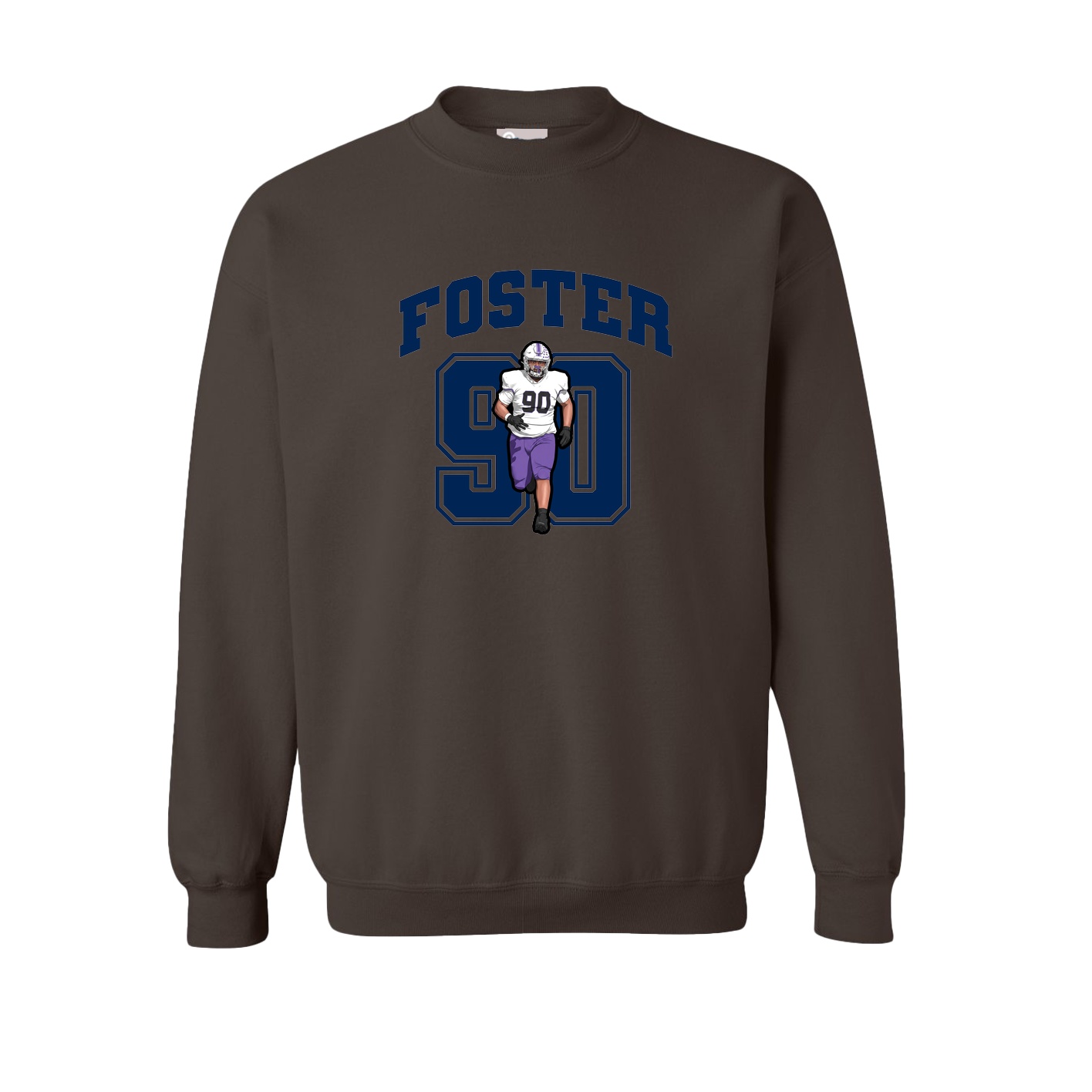 Fleece Crew — Number in Brown