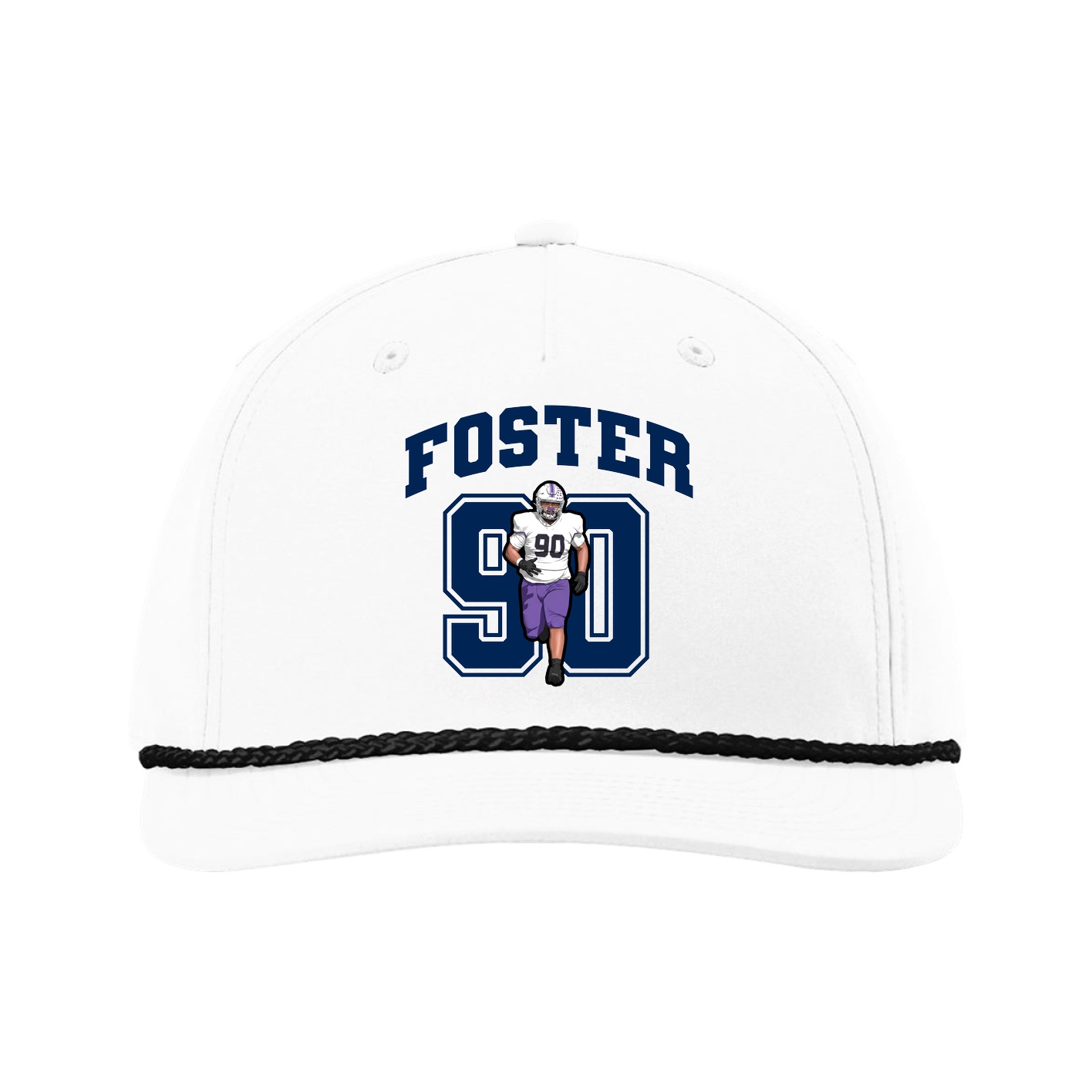 Five-Panel Classic Rope Cap — Number in White