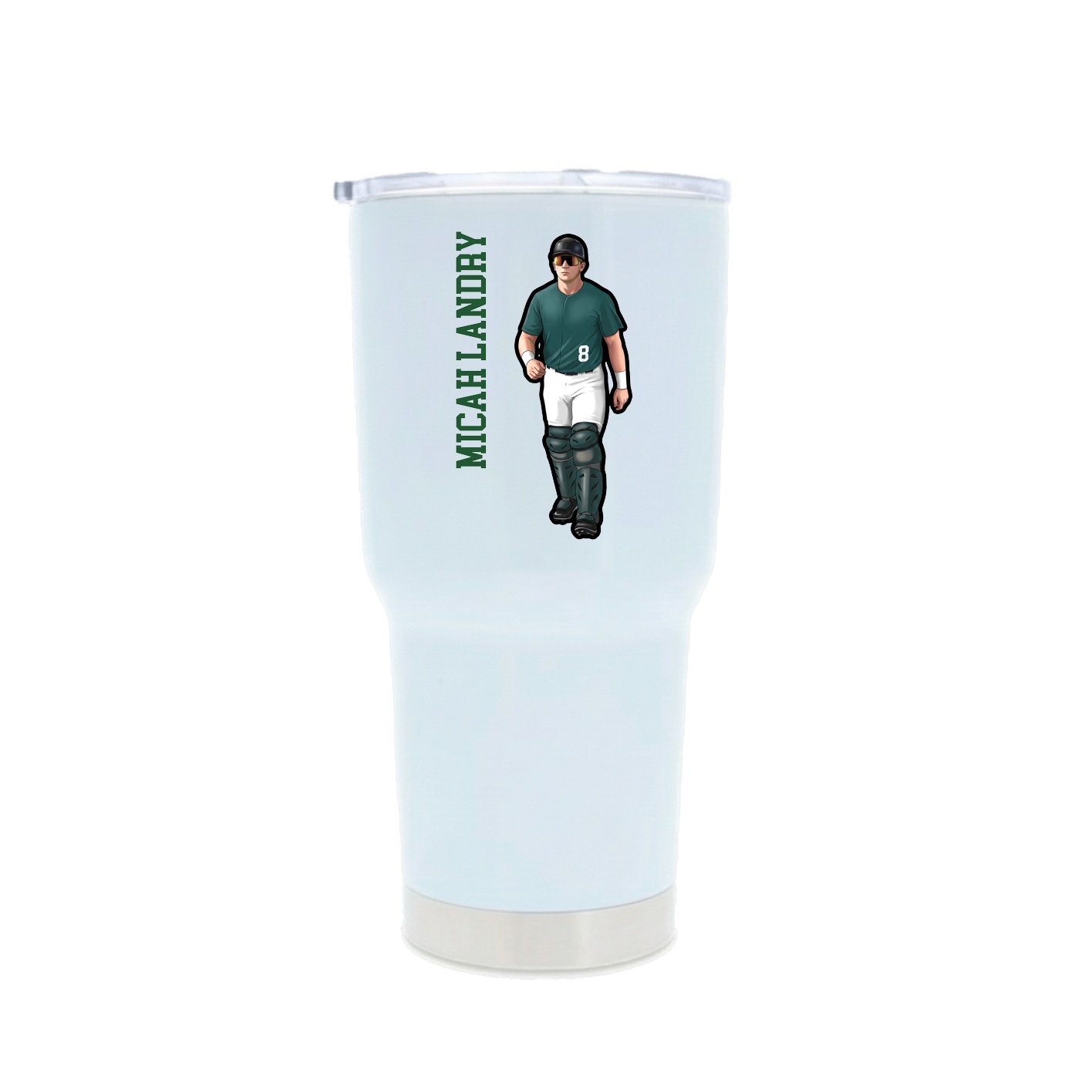 30oz Stainless Steel Tumbler — Name Vertical in White