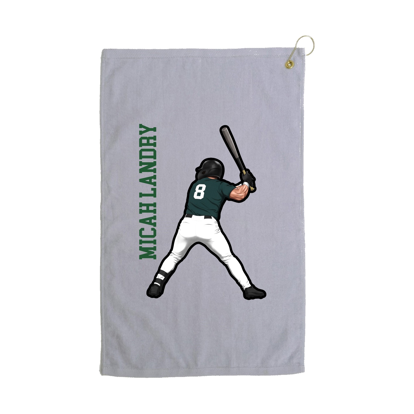 Golf Towel — Name Vertical in Grey