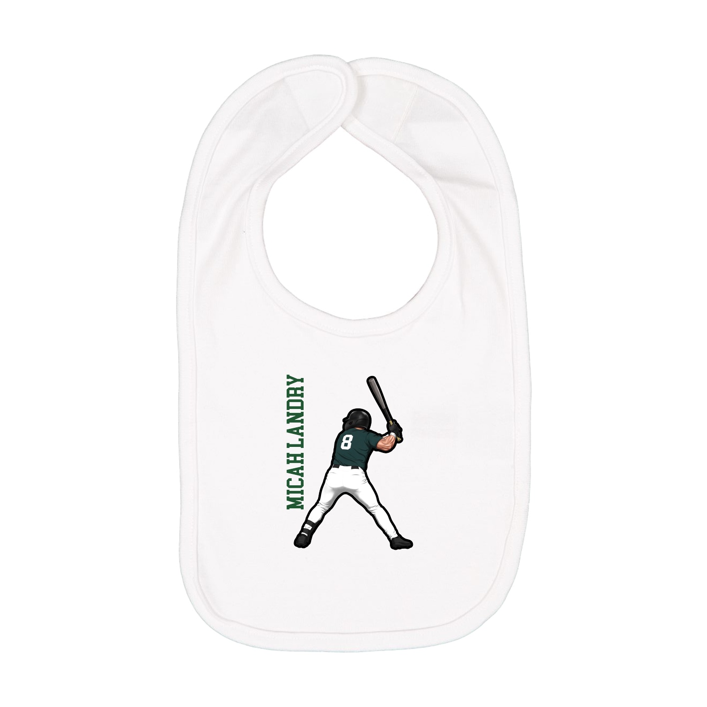Infant Bib — Name Vertical in White