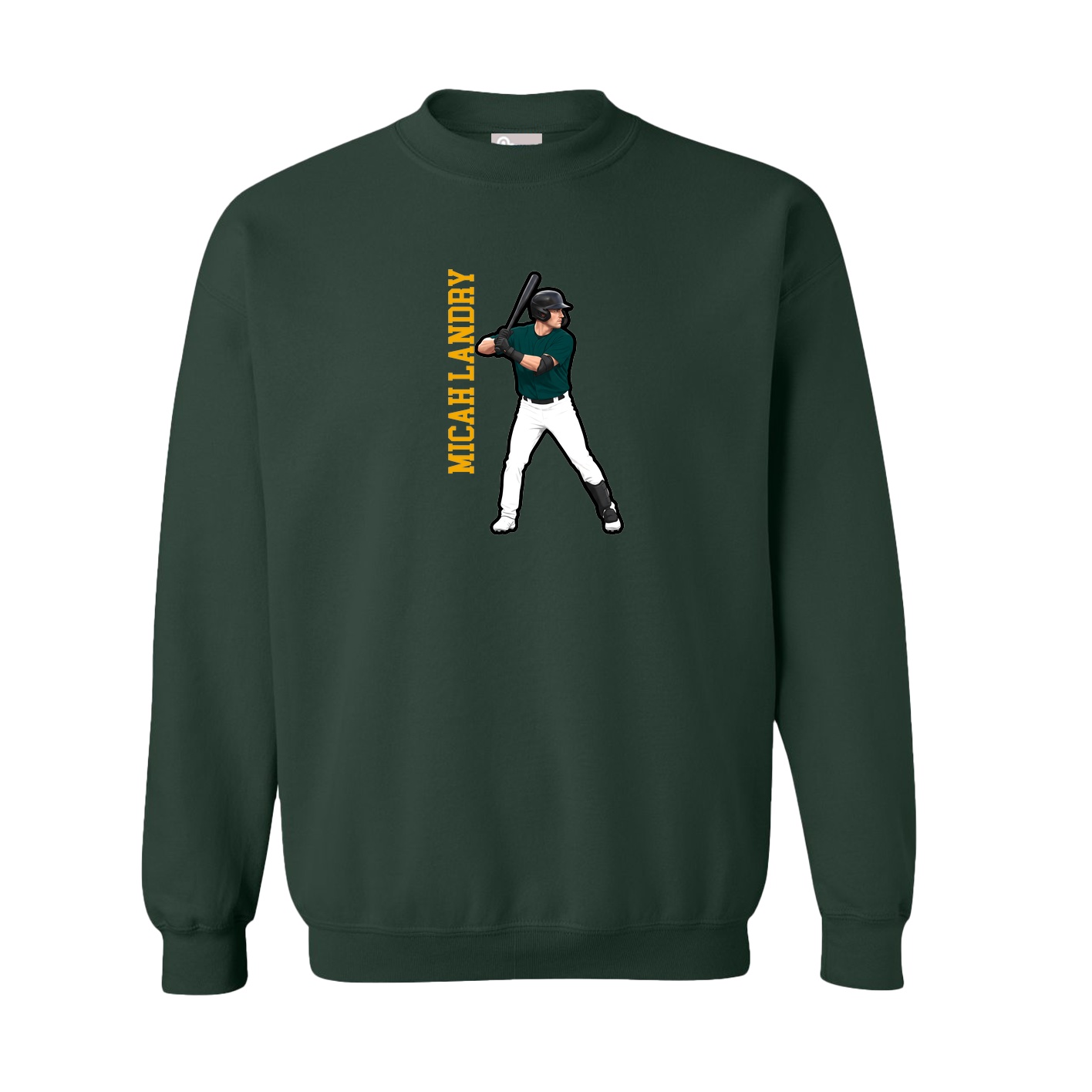 Fleece Crew — Name Vertical in Green