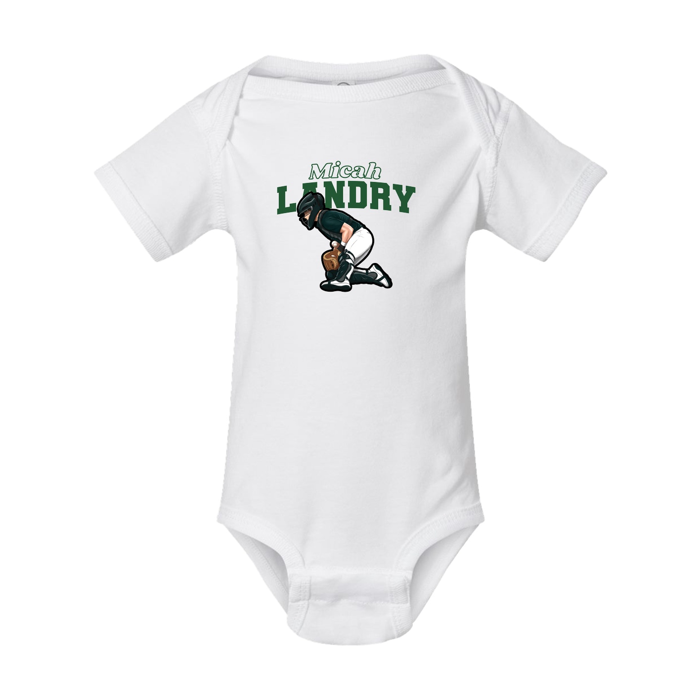 Baby Onesie — Name Arch in White