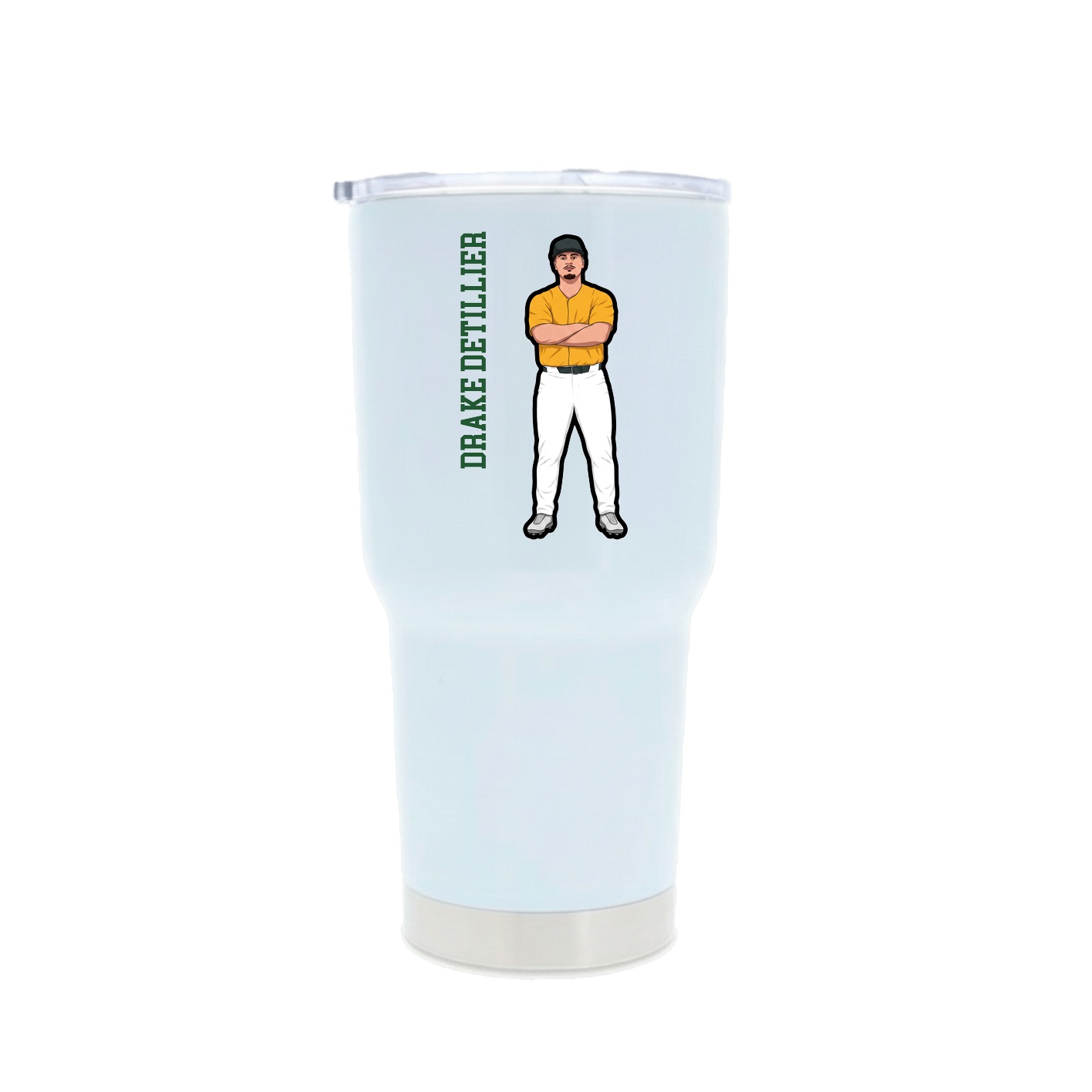 30oz Stainless Steel Tumbler — Name Vertical in White