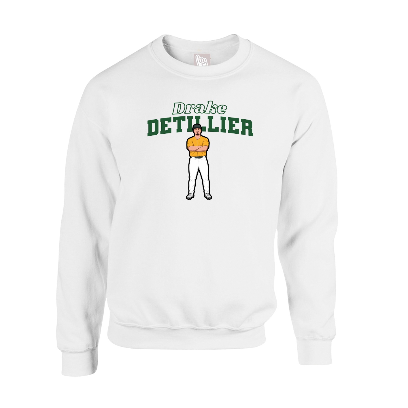 Fleece Crew — Name Arch in White