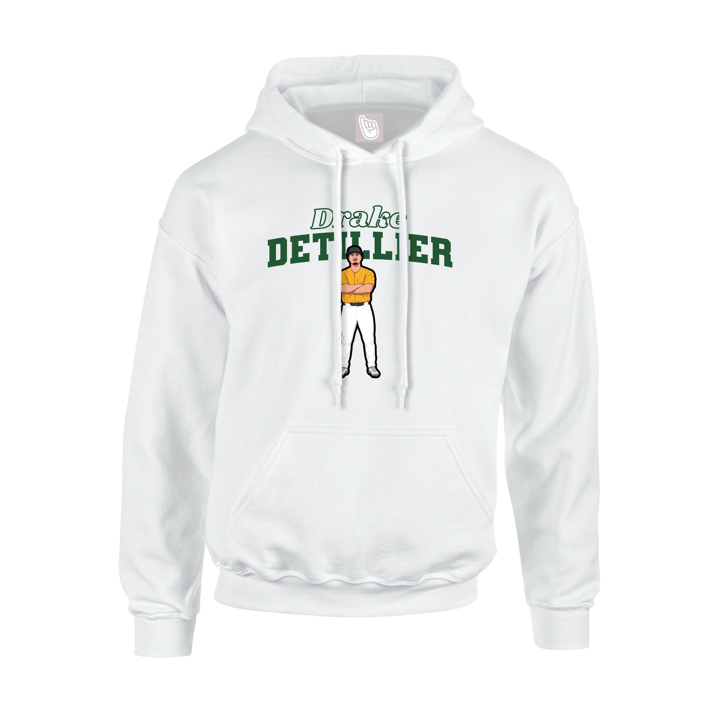 Youth Hoodie — Name Arch in White