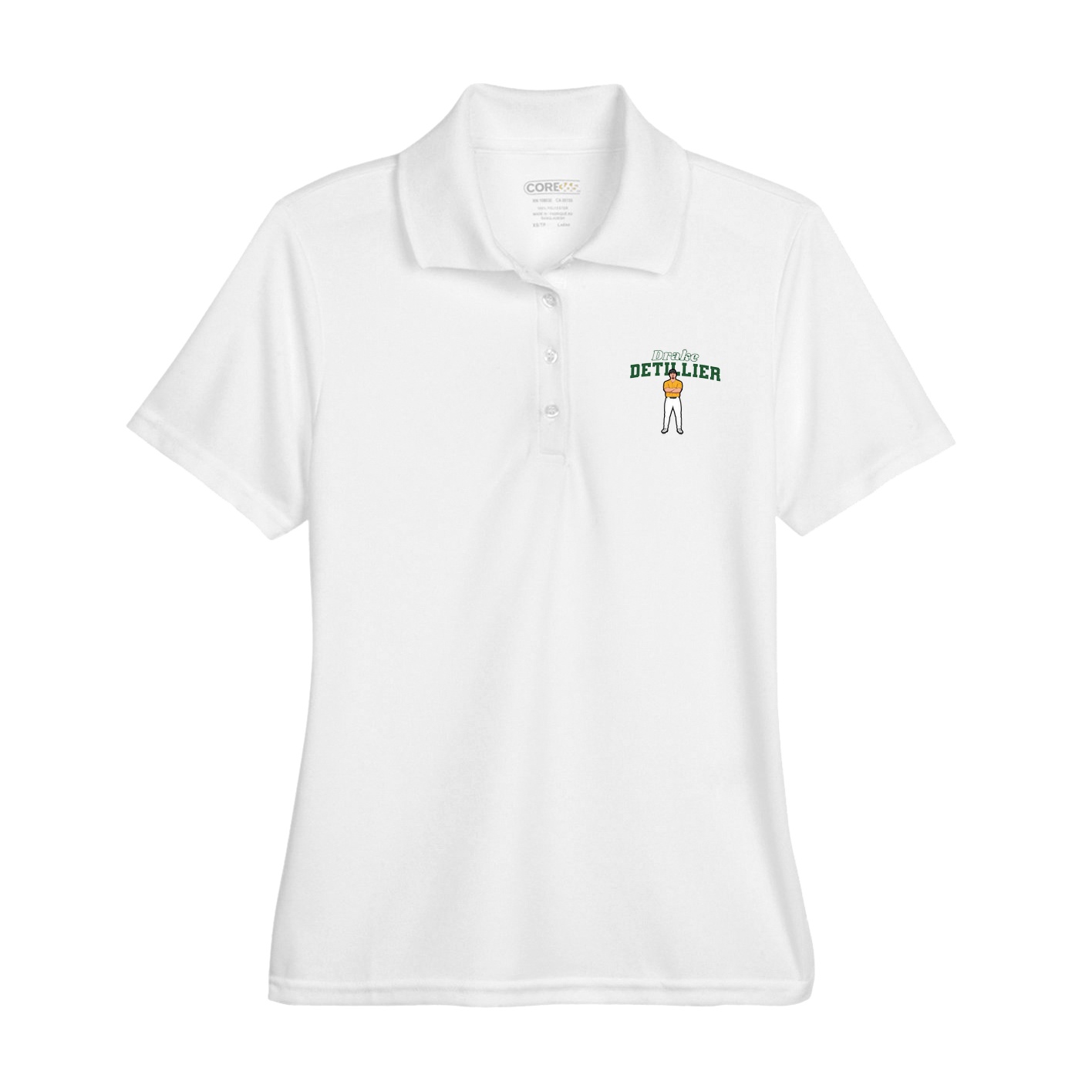 Womens Performance Polo — Name Arch in White